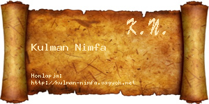 Kulman Nimfa névjegykártya